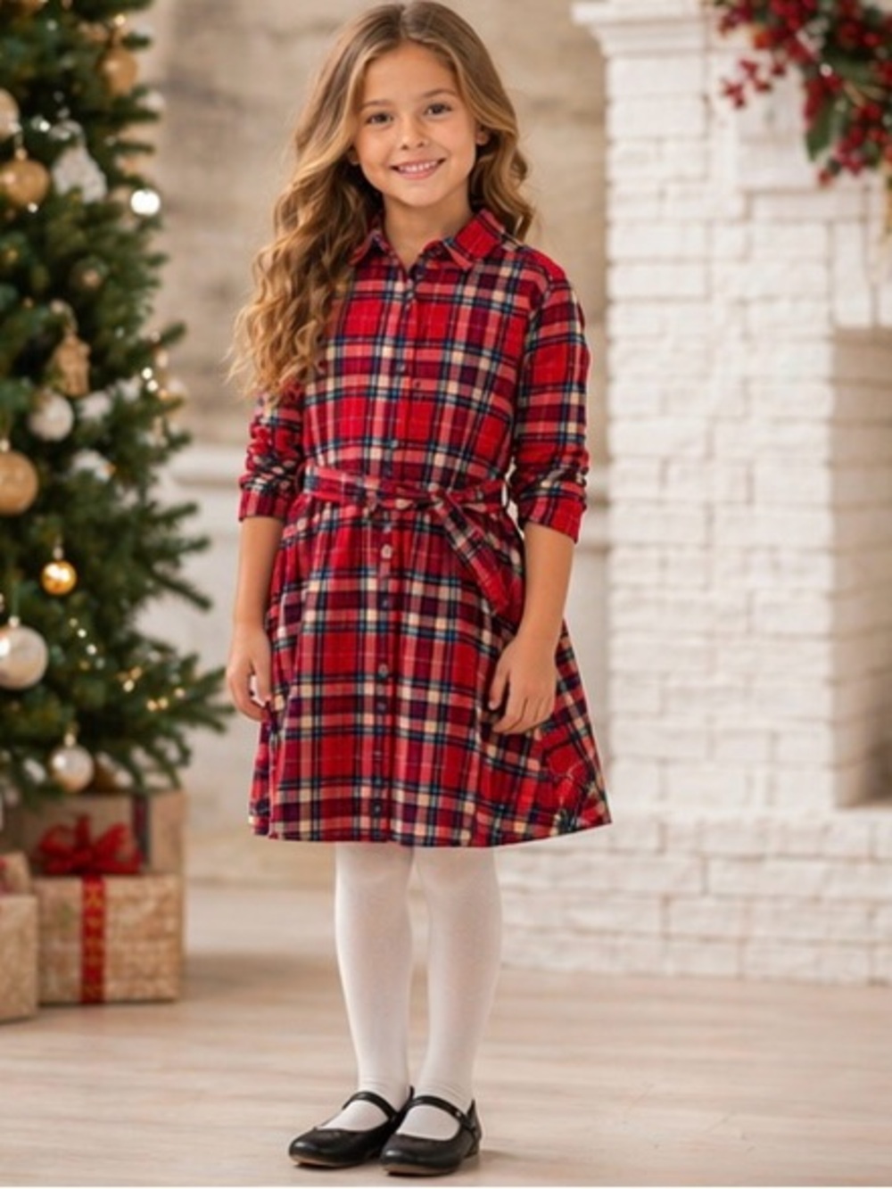 H&M Plaid Tartan Flannel Shirt Dress Button Ul Dress Girl Toddler Kid